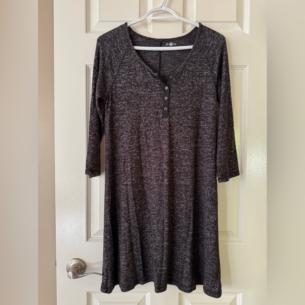 Authentic Heritage SO Grey Button-Front Shirt/Tunic Soft Dress, Size M